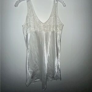 Intimidate Affair White Satin Lace Vintage Slip Dress